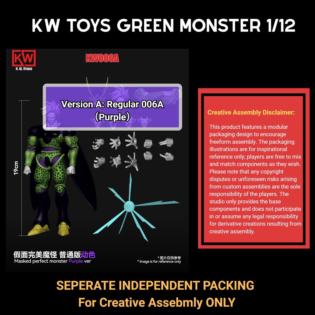 USA Stock) KW studio 1/12 Green Monster 7.5 inches Figure Play Set