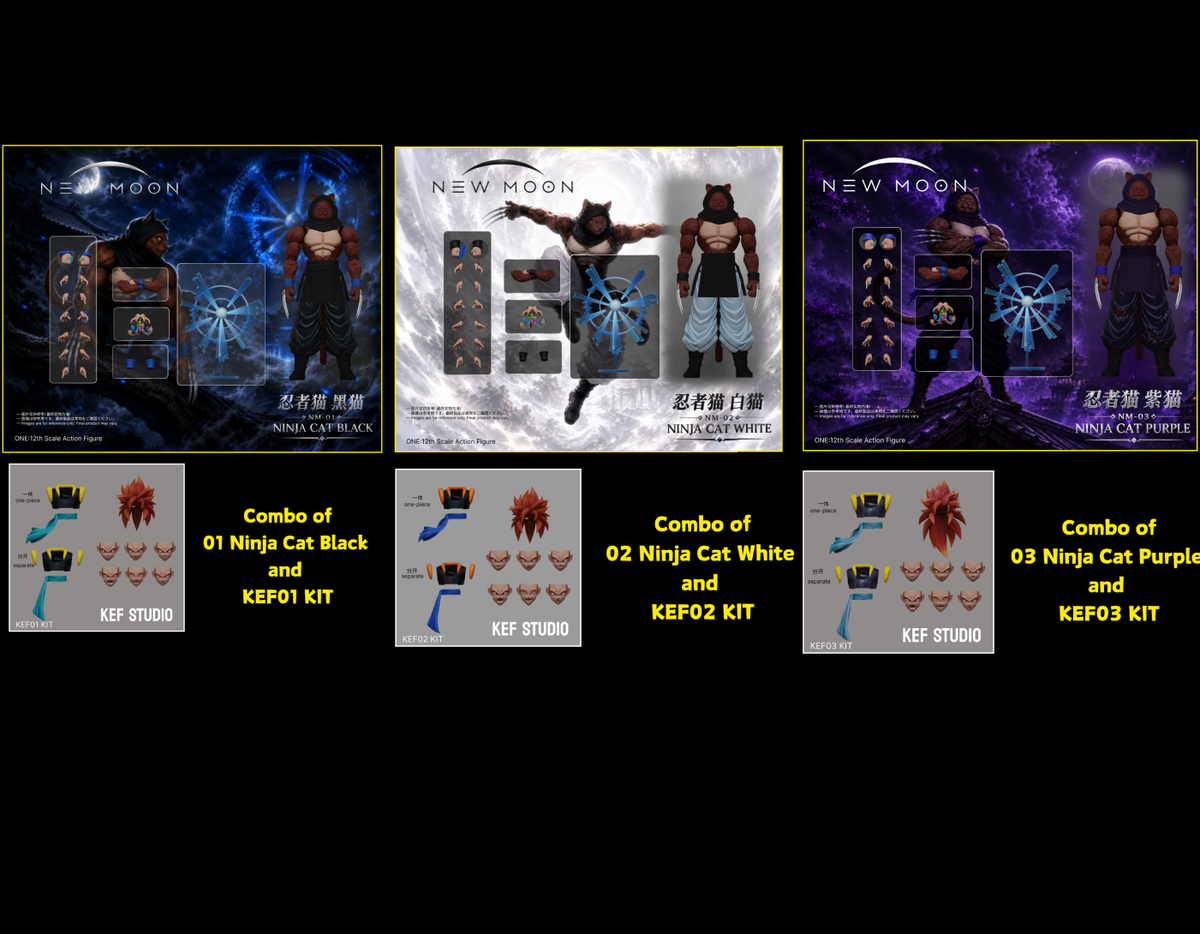 Preorder) New Moon Studio Ninja Cat Black white and purple Kef