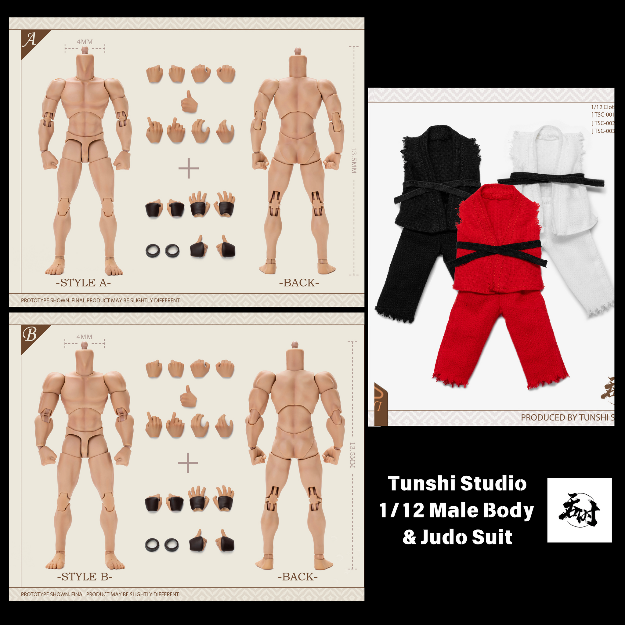 USA Stock) Tunshi Studio/ Jet Studio 1/12 Male Body Normal