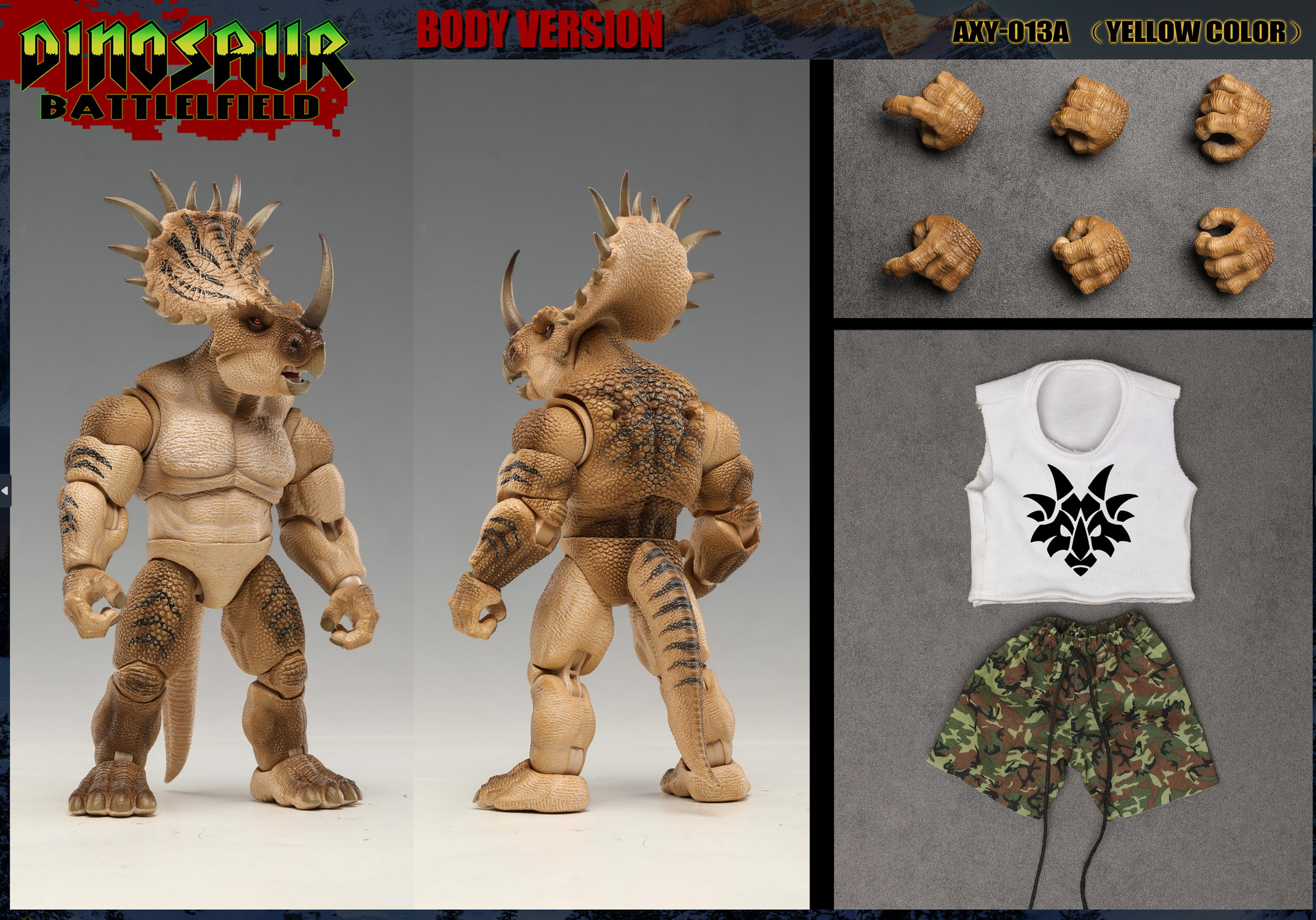 USA Stock) Axytoys 1/12 Dinosaur Battlefield Ceratopsidae Dinosaur